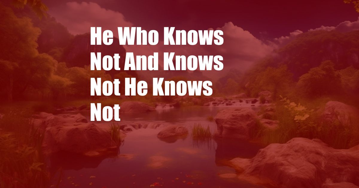 He Who Knows Not And Knows Not He Knows Not