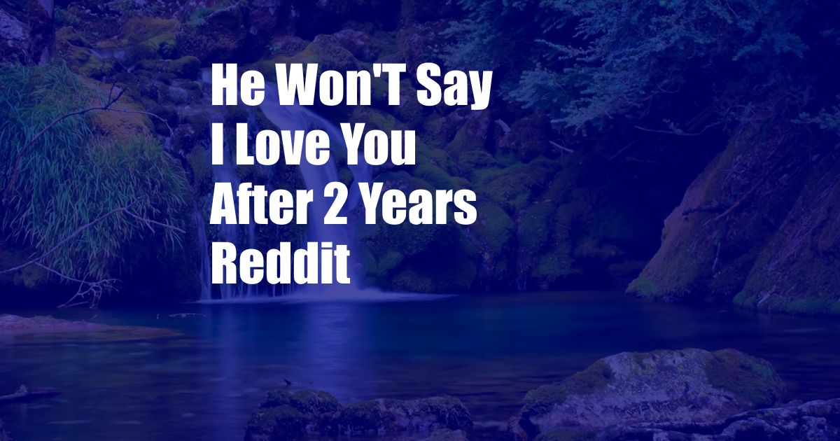 He Won'T Say I Love You After 2 Years Reddit