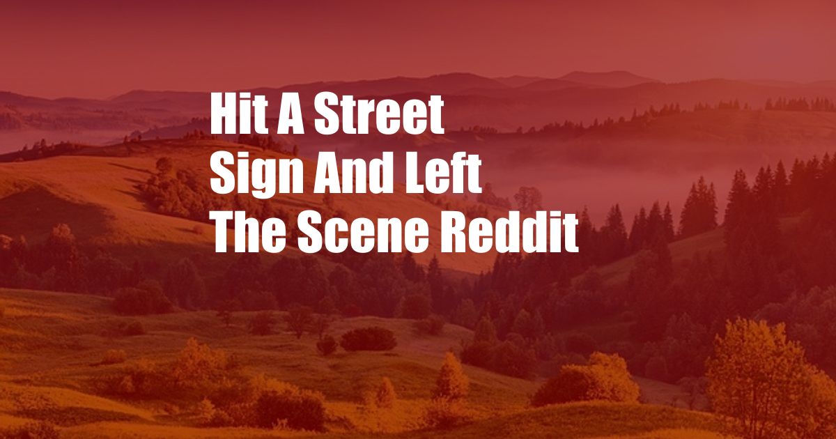 Hit A Street Sign And Left The Scene Reddit