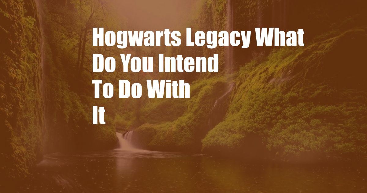 Hogwarts Legacy What Do You Intend To Do With It