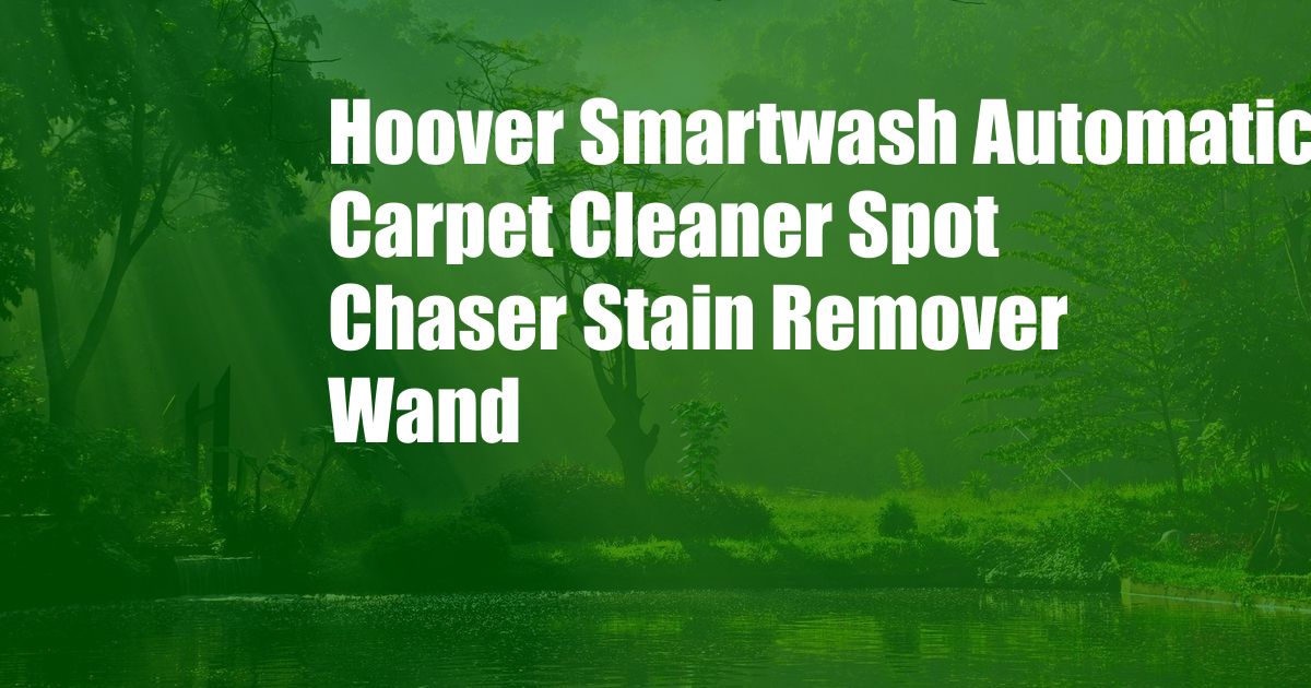 Hoover Smartwash Automatic Carpet Cleaner Spot Chaser Stain Remover Wand