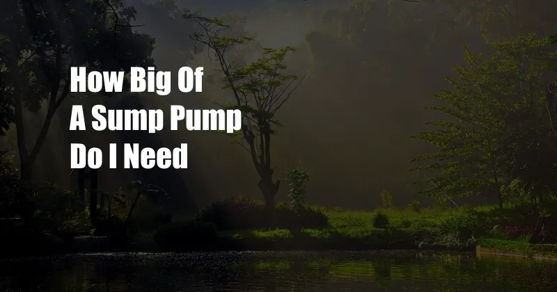 How Big Of A Sump Pump Do I Need