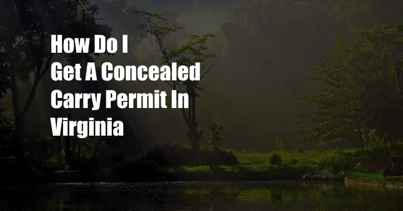 How Do I Get A Concealed Carry Permit In Virginia