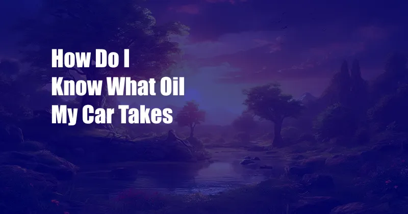 How Do I Know What Oil My Car Takes