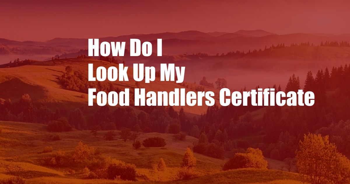 How Do I Look Up My Food Handlers Certificate