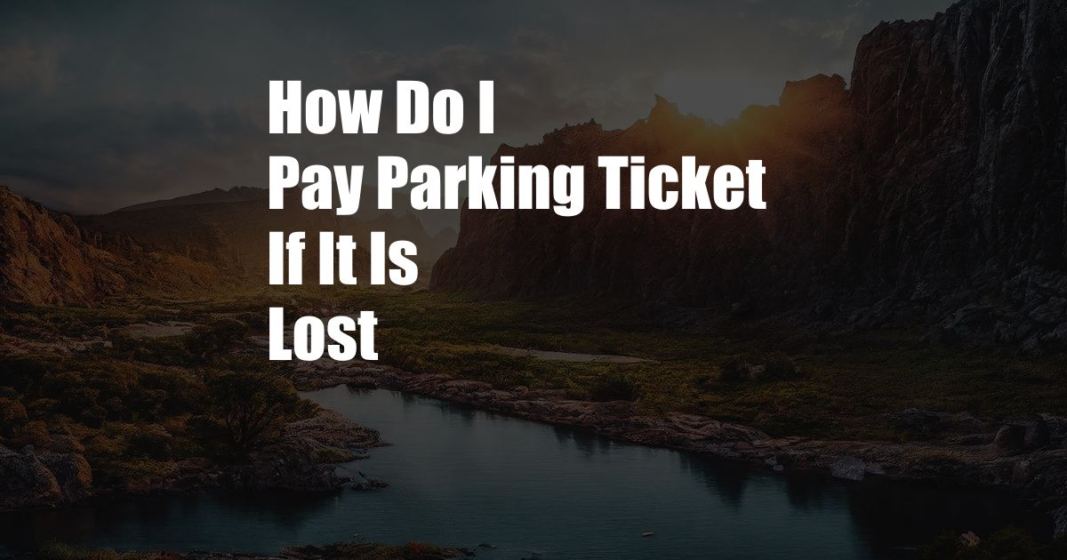 How Do I Pay Parking Ticket If It Is Lost