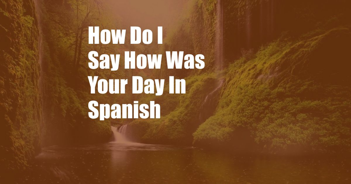 How Do I Say How Was Your Day In Spanish