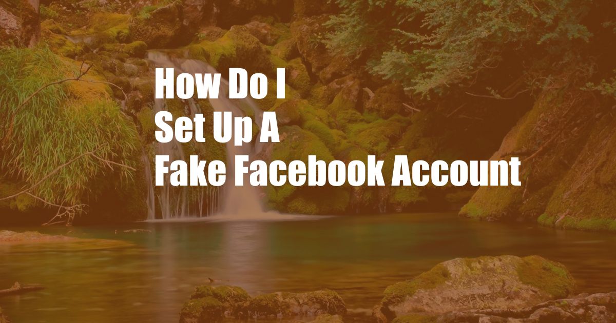 How Do I Set Up A Fake Facebook Account