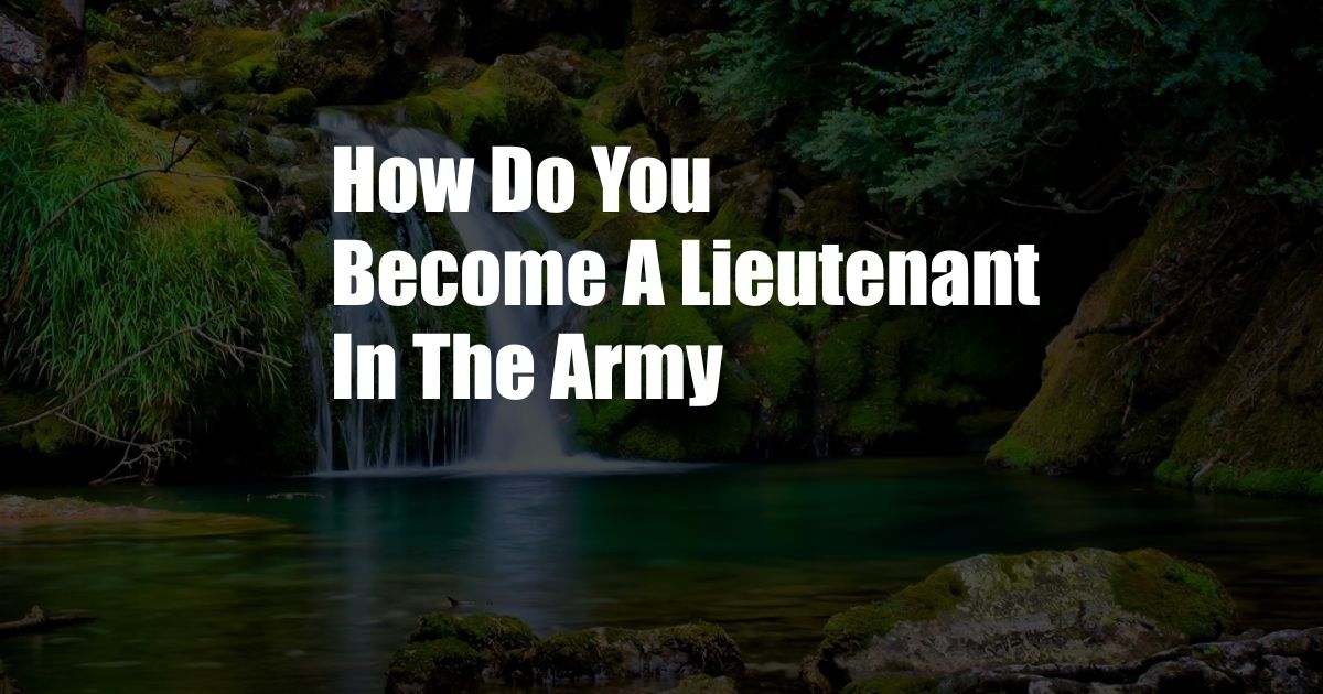 How Do You Become A Lieutenant In The Army