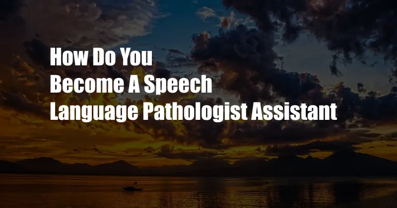 How Do You Become A Speech Language Pathologist Assistant