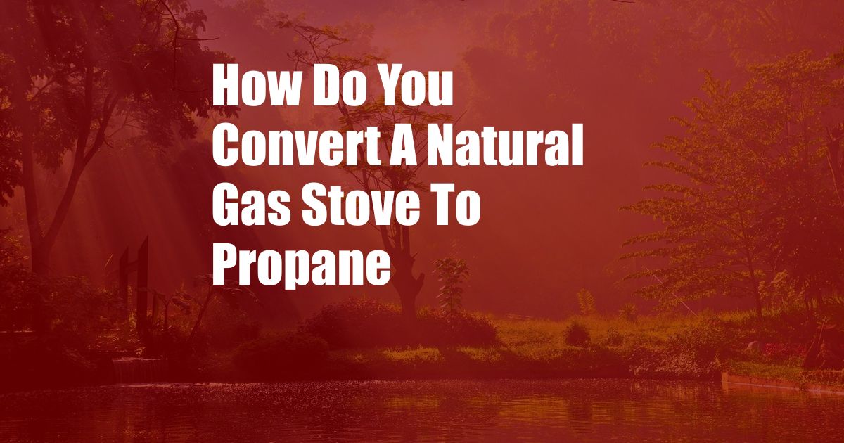 How Do You Convert A Natural Gas Stove To Propane