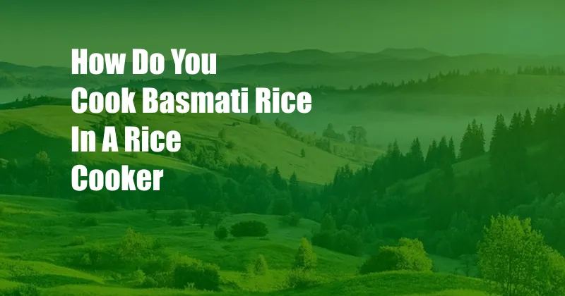 How Do You Cook Basmati Rice In A Rice Cooker