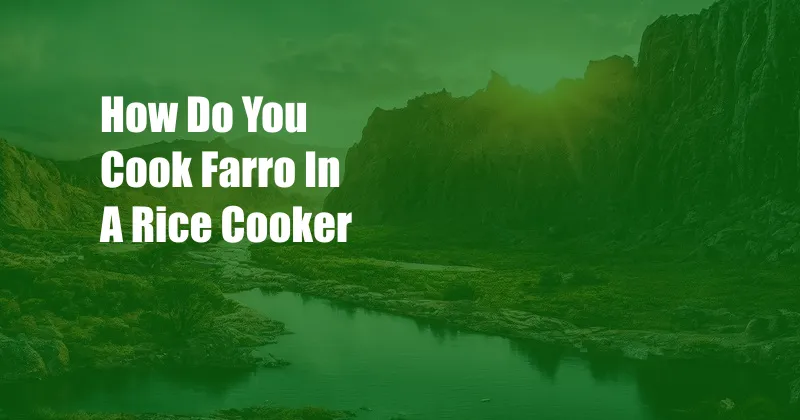 How Do You Cook Farro In A Rice Cooker