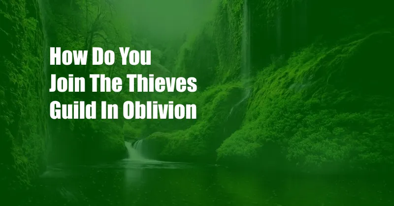 How Do You Join The Thieves Guild In Oblivion