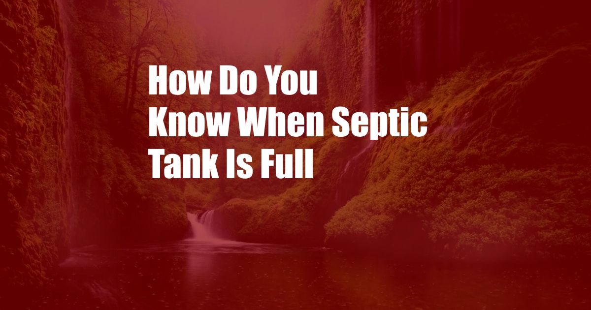 How Do You Know When Septic Tank Is Full