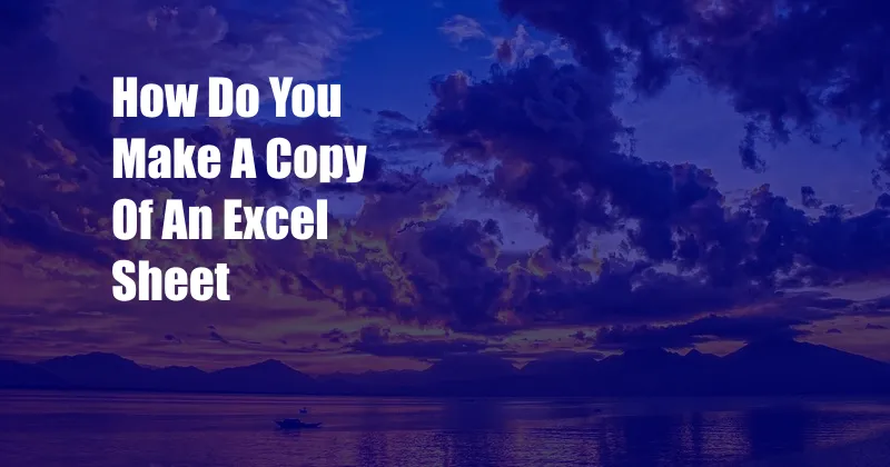 How Do You Make A Copy Of An Excel Sheet