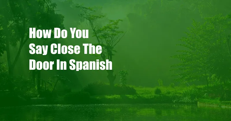 How Do You Say Close The Door In Spanish