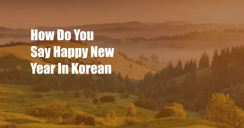 How Do You Say Happy New Year In Korean