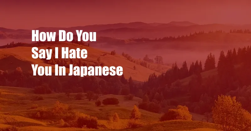 How Do You Say I Hate You In Japanese