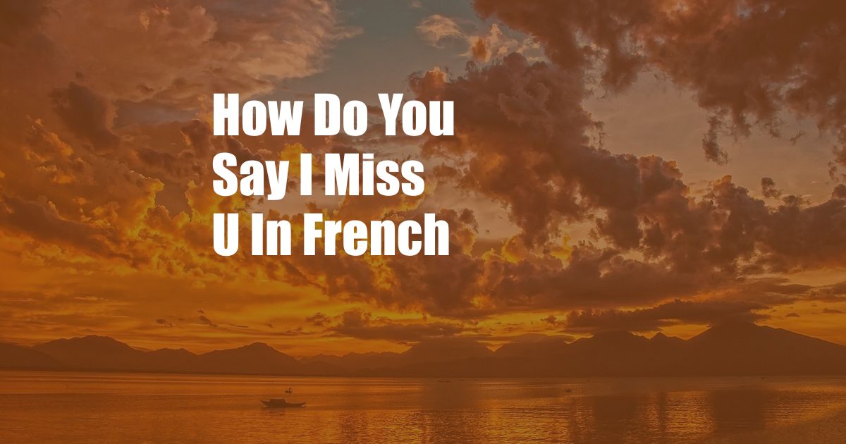 How Do You Say I Miss U In French