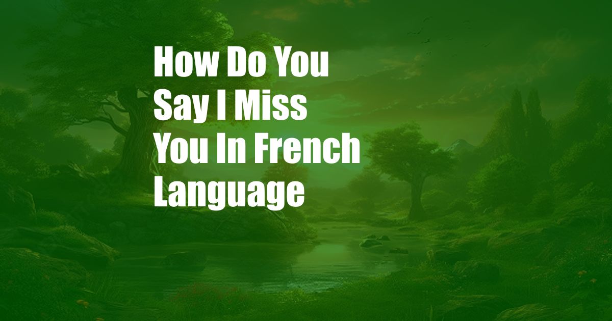 How Do You Say I Miss You In French Language
