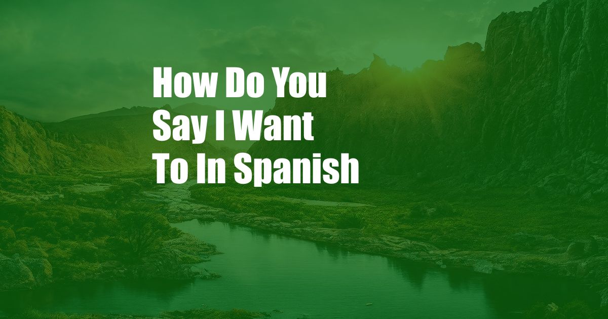 How Do You Say I Want To In Spanish