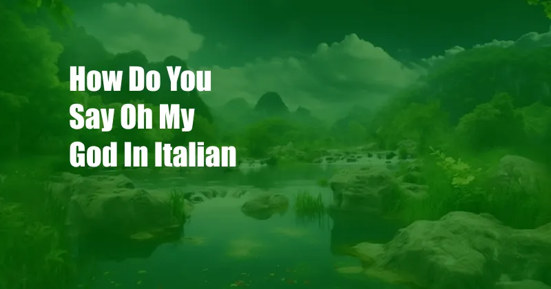 How Do You Say Oh My God In Italian