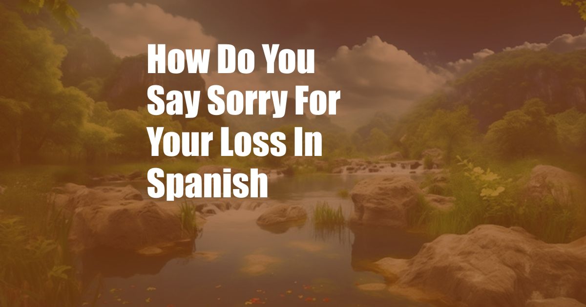 How Do You Say Sorry For Your Loss In Spanish