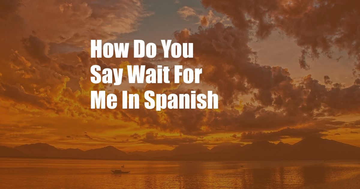 How Do You Say Wait For Me In Spanish