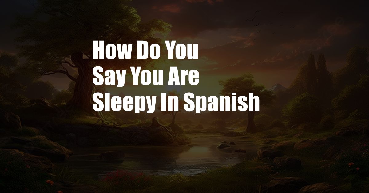 How Do You Say You Are Sleepy In Spanish