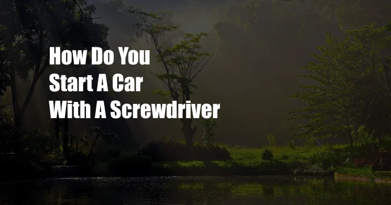 How Do You Start A Car With A Screwdriver