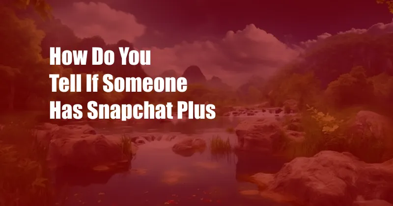 How Do You Tell If Someone Has Snapchat Plus