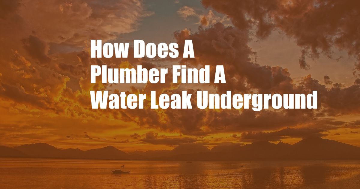 How Does A Plumber Find A Water Leak Underground