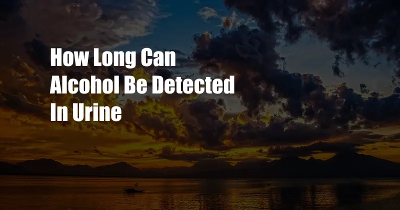 How Long Can Alcohol Be Detected In Urine 