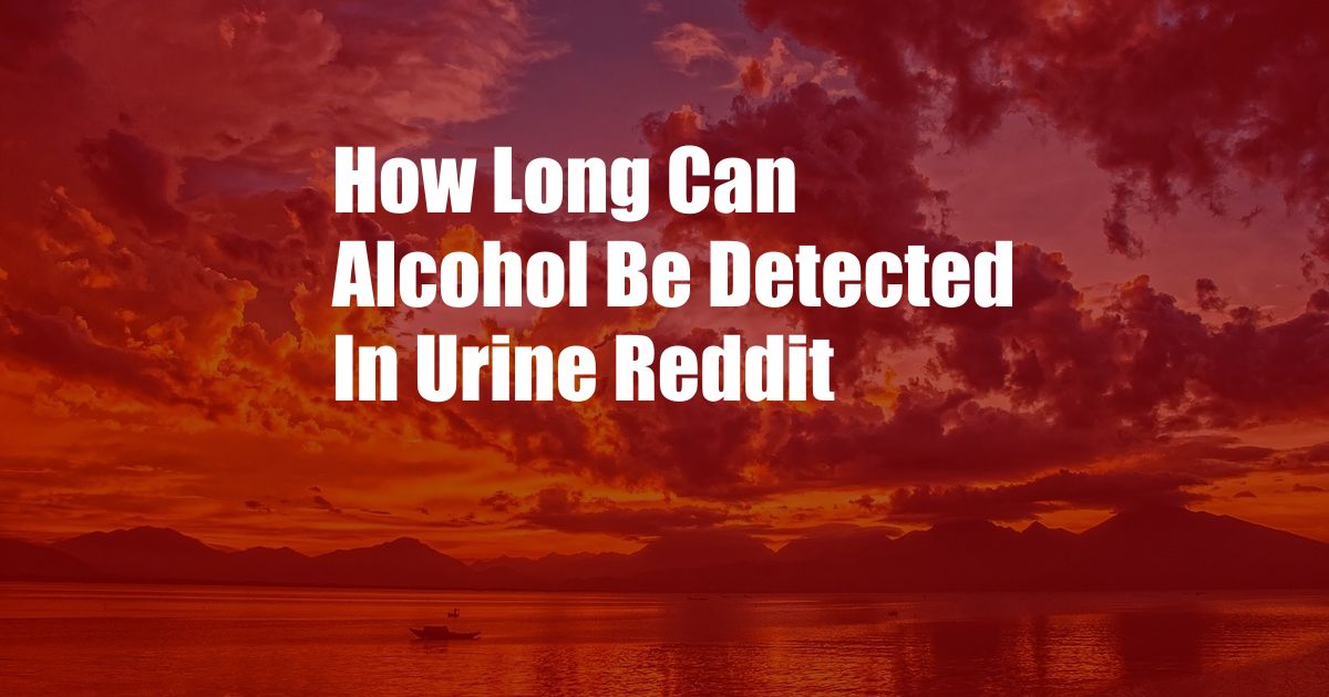 How Long Can Alcohol Be Detected In Urine Reddit