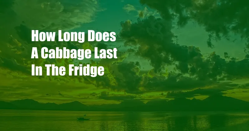 How Long Does A Cabbage Last In The Fridge