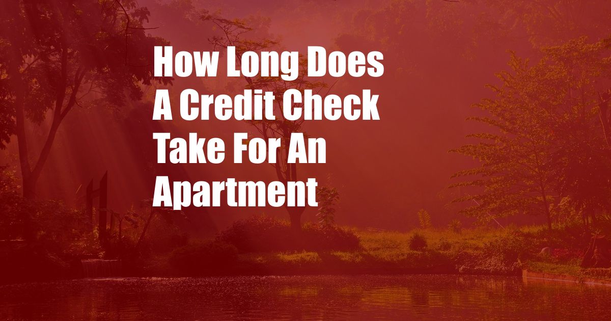 How Long Does A Credit Check Take For An Apartment