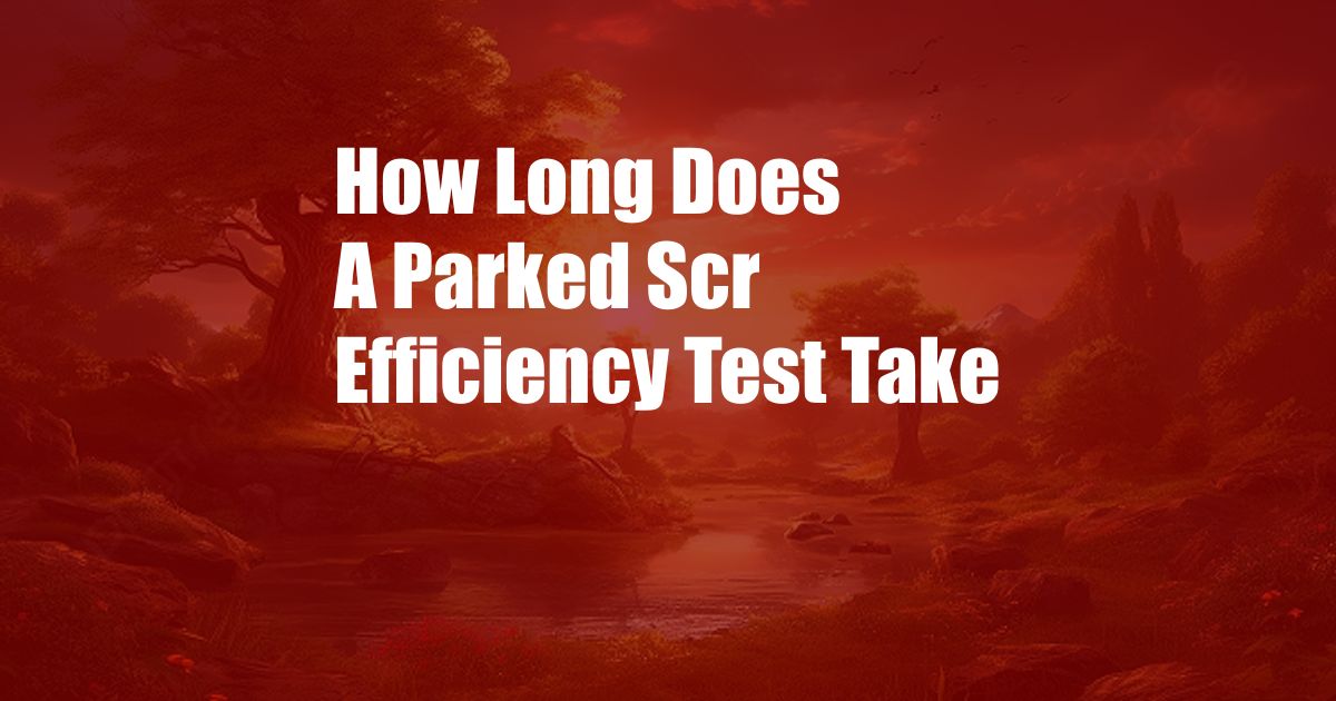 How Long Does A Parked Scr Efficiency Test Take