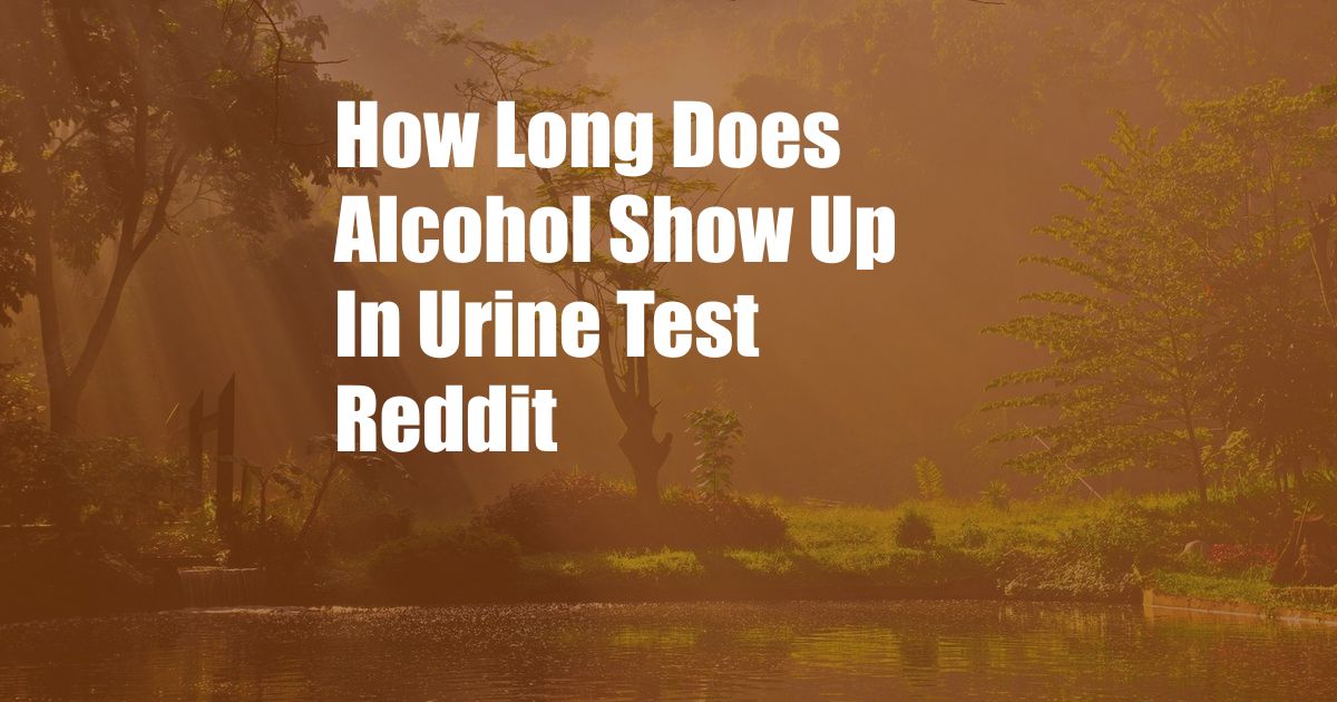 How Long Does Alcohol Show Up In Urine Test Reddit