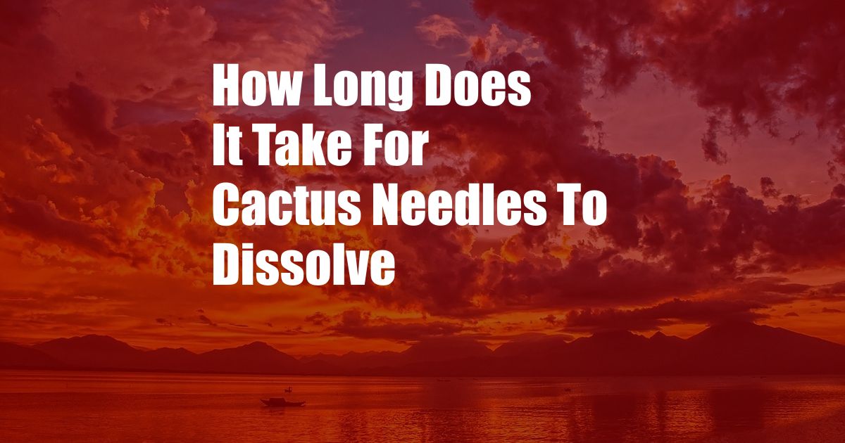 How Long Does It Take For Cactus Needles To Dissolve