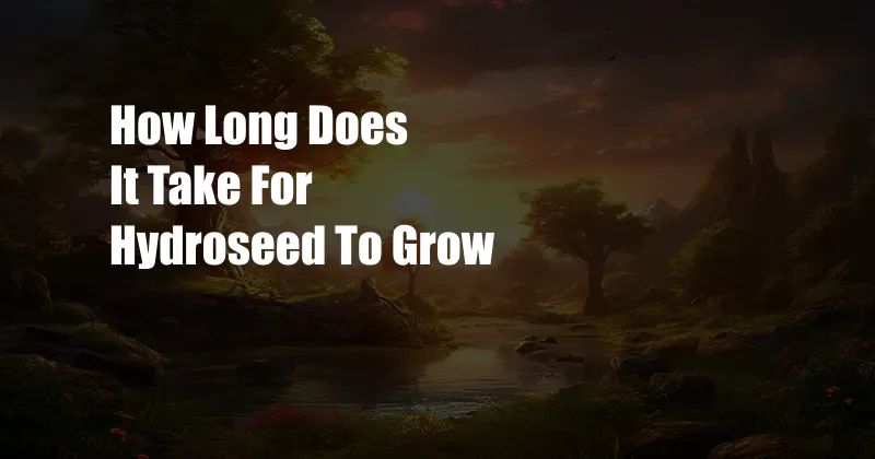 How Long Does It Take For Hydroseed To Grow