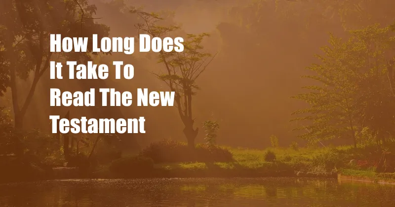 How Long Does It Take To Read The New Testament