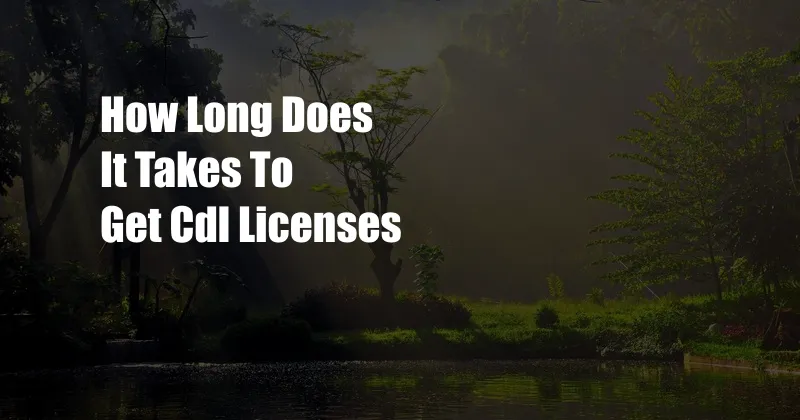 How Long Does It Takes To Get Cdl Licenses