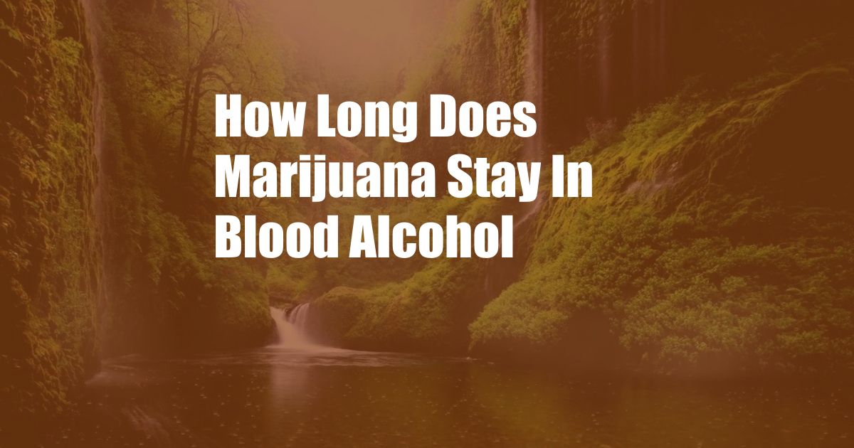 How Long Does Marijuana Stay In Blood  Alcohol