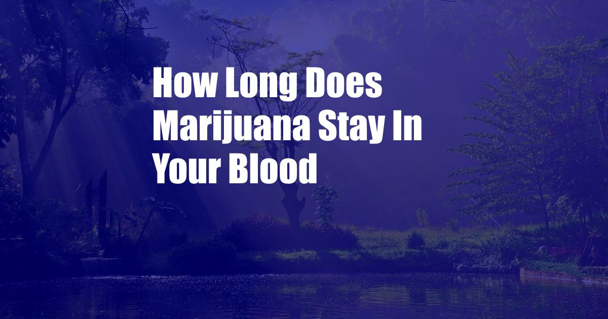 How Long Does Marijuana Stay In Your Blood 