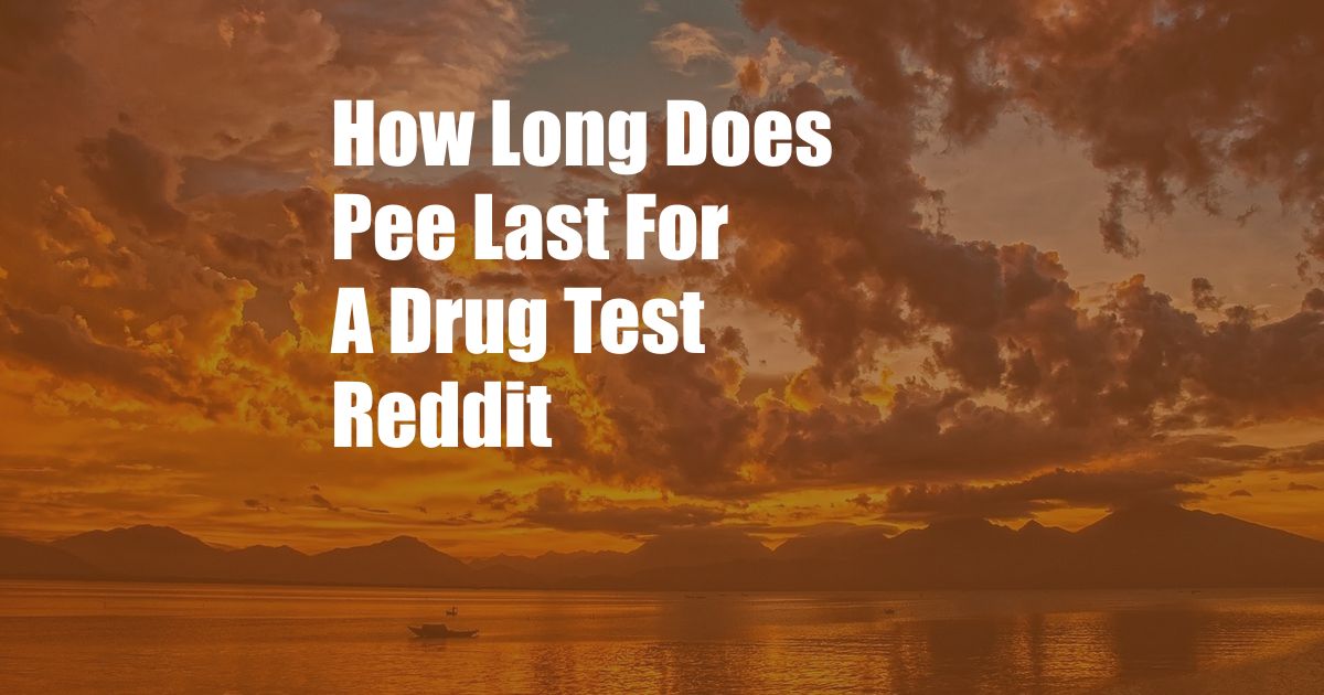 How Long Does Pee Last For A Drug Test Reddit