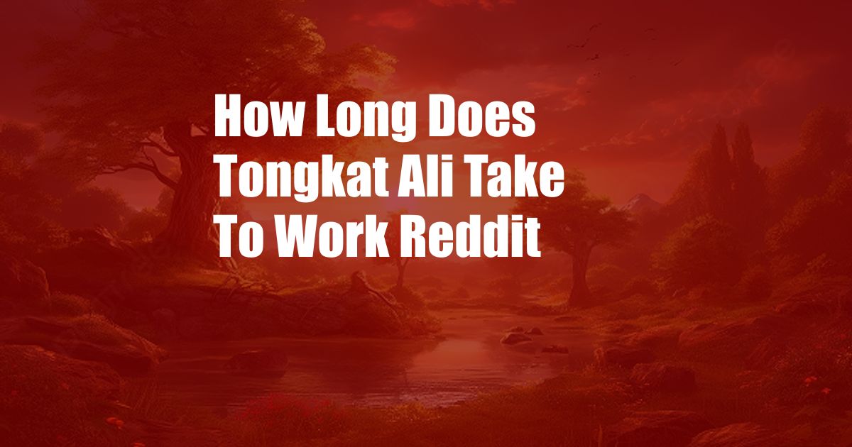 How Long Does Tongkat Ali Take To Work Reddit