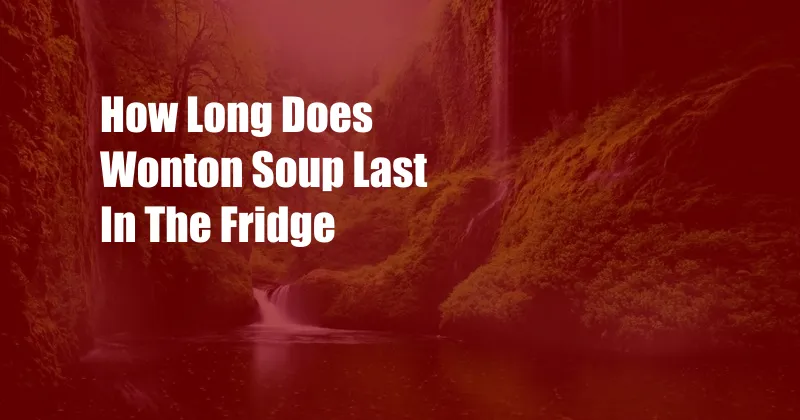How Long Does Wonton Soup Last In The Fridge