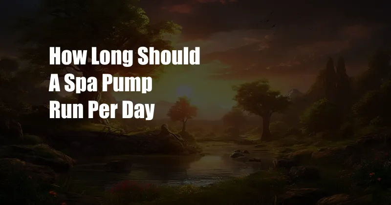 How Long Should A Spa Pump Run Per Day