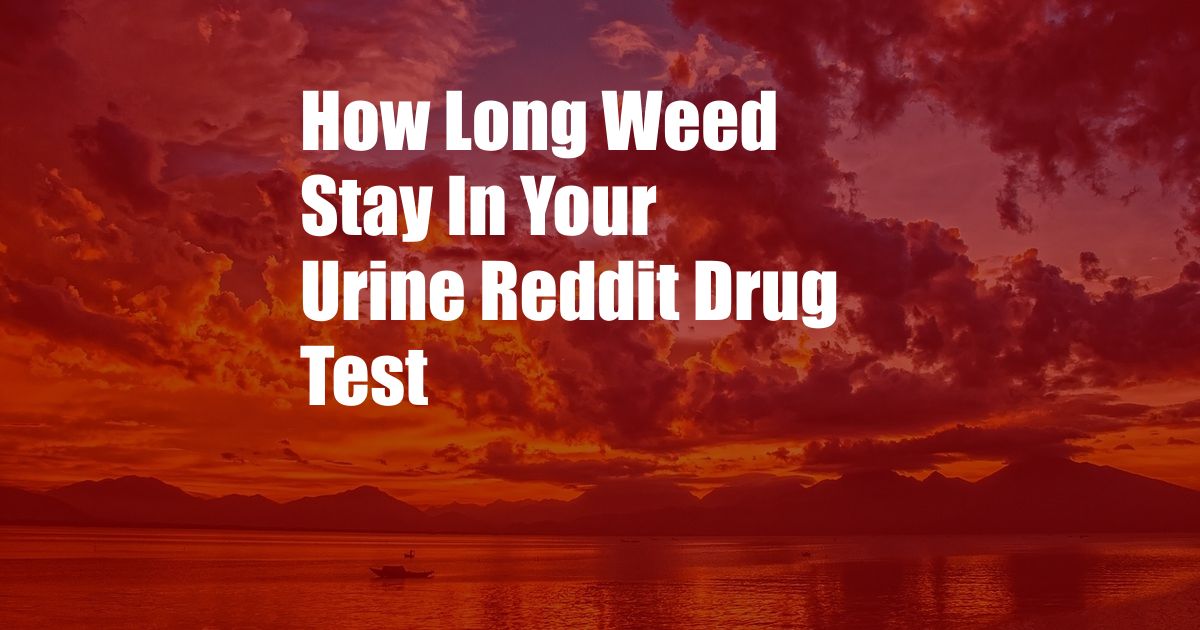 How Long Weed Stay In Your Urine Reddit Drug Test